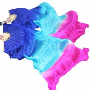 Vibrant Blue and Pink Dance Fans